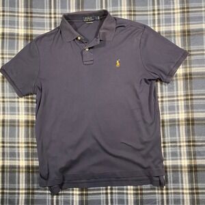 Polo Ralph Lauren Mens Pima Soft Touch Polo Shirt Navy Blue Large Short Sleeve
